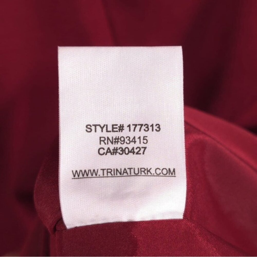 TRINA TURK Mini Dress Peplum Bell Sleeve Maroon Flare Lace 177313 No Size Tag XS - Picture 15 of 16
